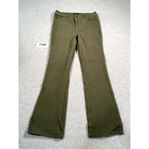 Tailormade Flare Pants Womens 10 Olive Green Cotton Stretch Flat Front Outdoor